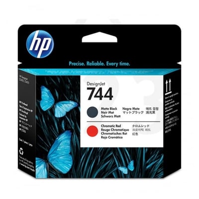Cabezal de impresión original HP 744 negro mate/rojo.
