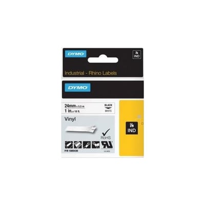 Fita Dymo Branca Vinílica / PVC 24mm x 5.5m