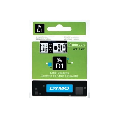 Fita Dymo D1 40910 9mmx7m Preto/Transparente