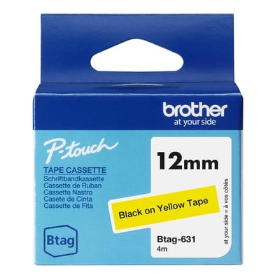 Fita Brother Btag631 12mmx4mts Preto/ Amarelo
