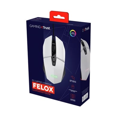 Rato Trust GXT 109W Felox USB Type-A Ótico 6400 DPI - Branco